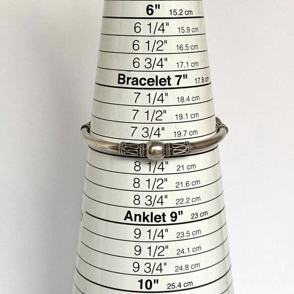 Suarti Sterling Silver 925 BA Indonesia Bali Beaded Round Bangle Bracelet 7.75" - Picture 9 of 16